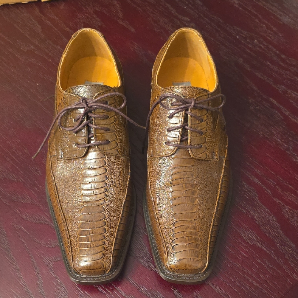 Classic Brown Crocodile Pattern Men's Oxfords